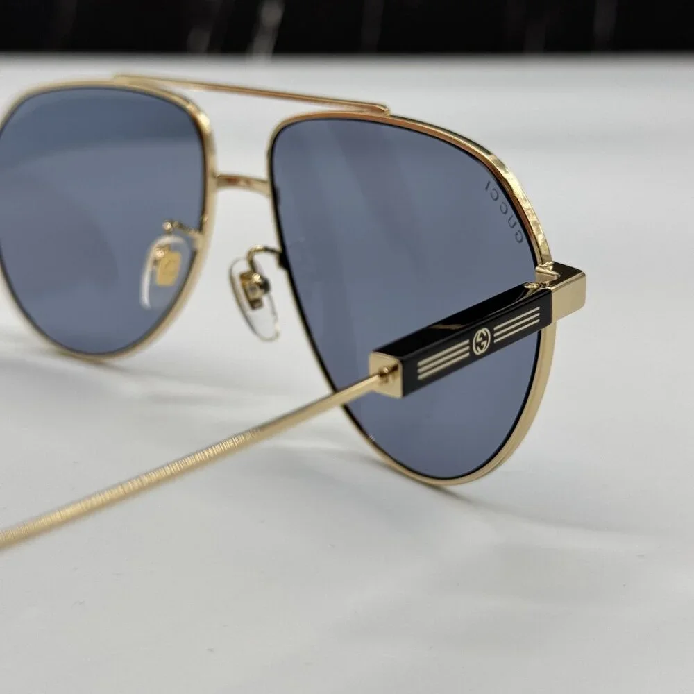 NEW GUCCI GG1311S 003 AVIATOR UNISEX GOLD GRAY SUNGLASSES GUCCI